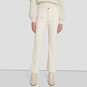 7 FOR ALL MANKIND High Waist Slim Kick Pants Sz 32 Cream White NWT Pleather Faux